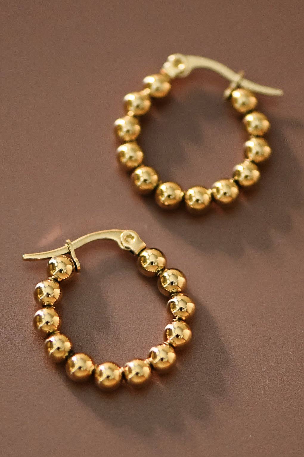 18K Gold Plated Waterproof Stainless Steel Hoop Earrings - 7538: S0OX3T7538