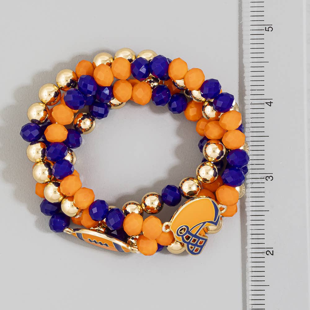 Enamel Football Charm Crystal Bead Bracelet: MUBK
