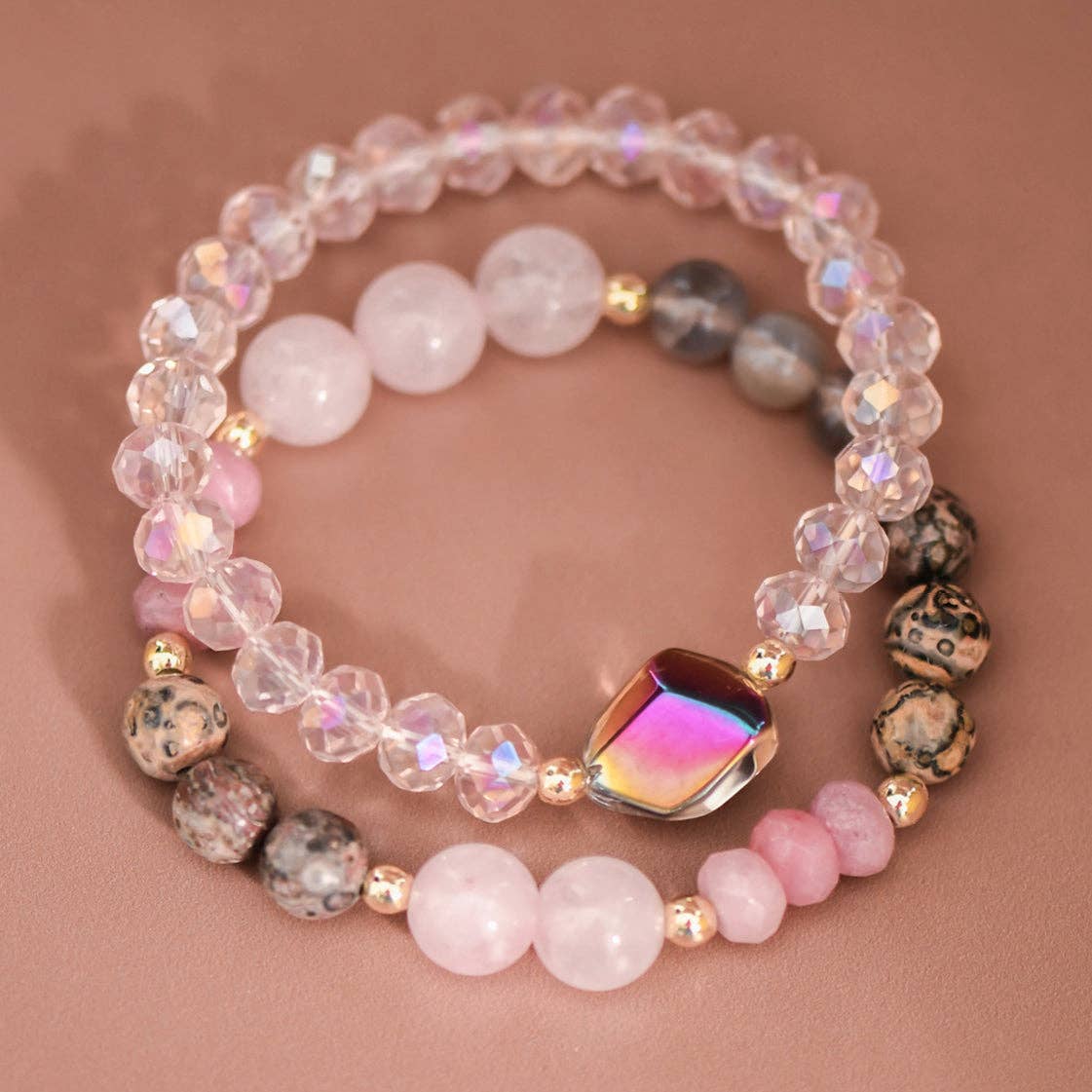 Boho Stretch Bracelet Set with Mixed Natural Stones – 8060: S0OX3T8060