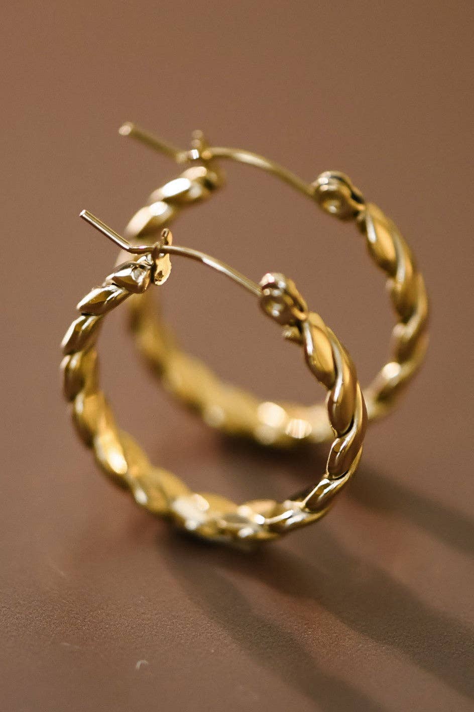 18K Gold PVD Plated Waterproof Stainless Steel Hoop Earrings - 6881: S0OX3T6881 Gold