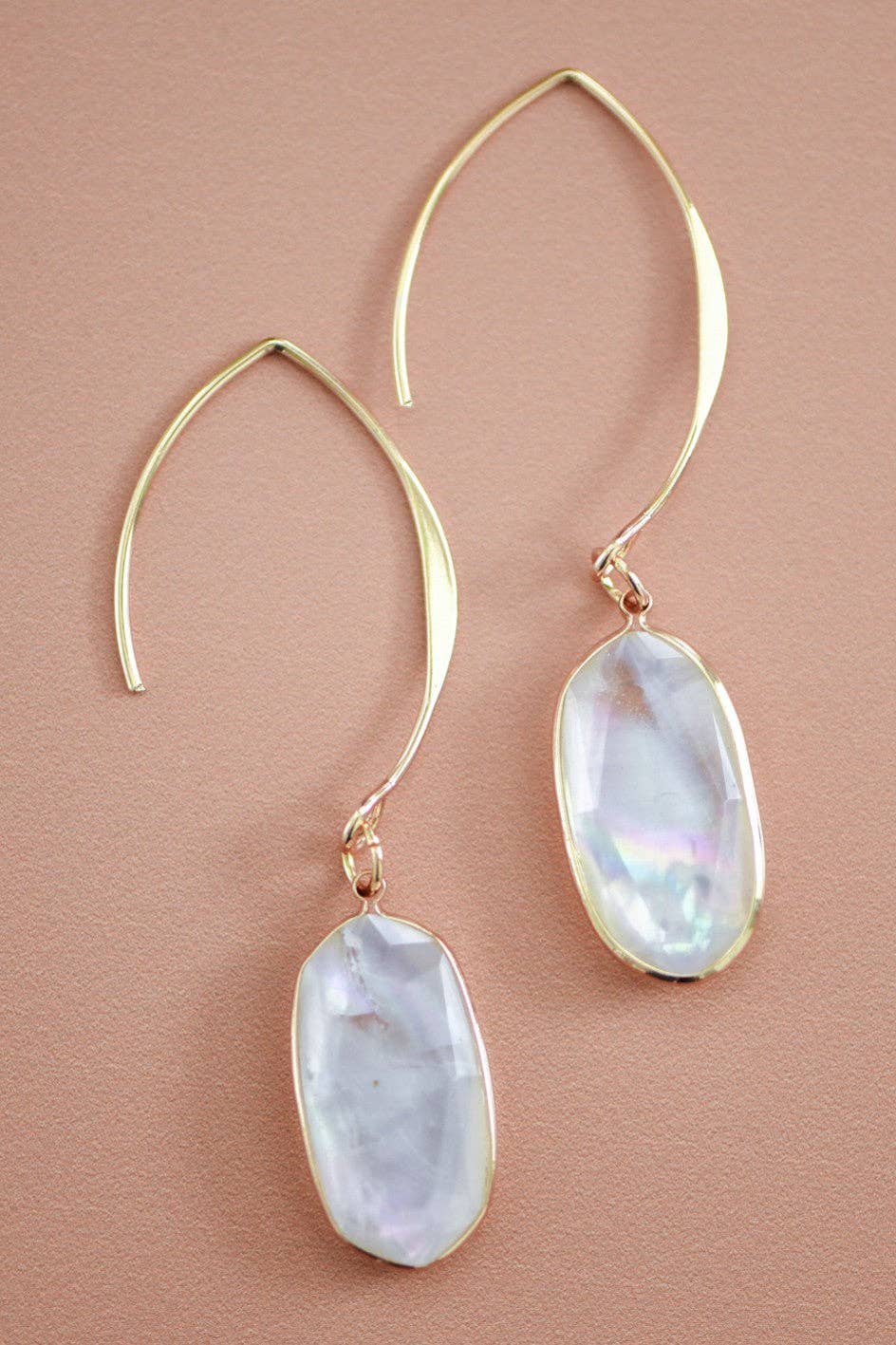 White Pearl Wire Threader Drop Earrings - 6179: S0OX3T6179 Pearl Shell