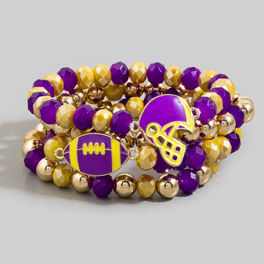 Enamel Football Charm Crystal Bead Bracelet: MUBK