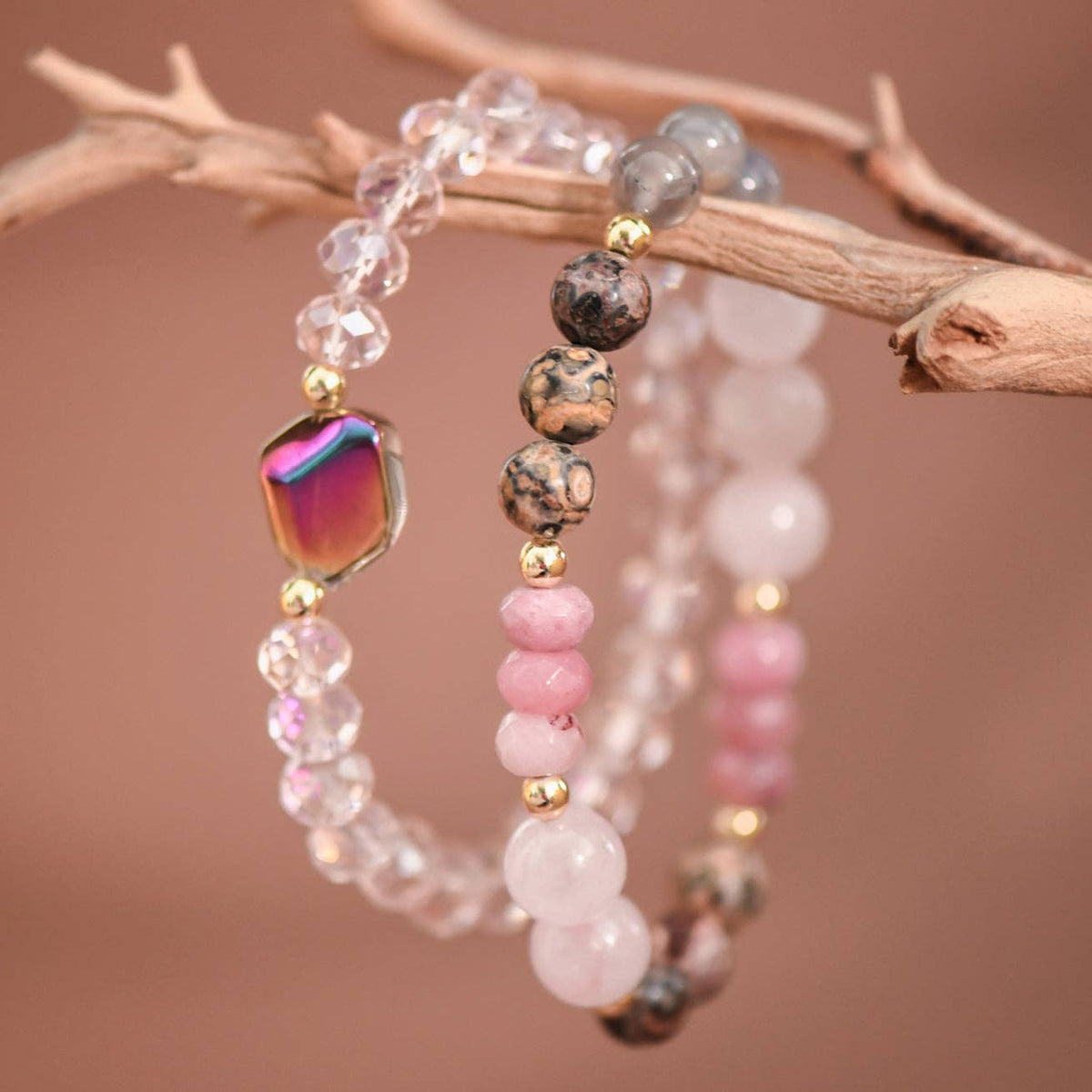 Boho Stretch Bracelet Set with Mixed Natural Stones – 8060: S0OX3T8060