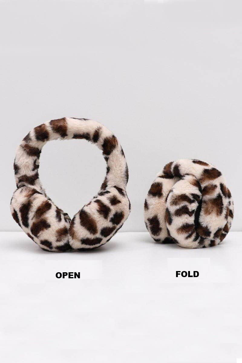 Leopard Faux Fur Earmuffs: NEUTRAL or BROWN