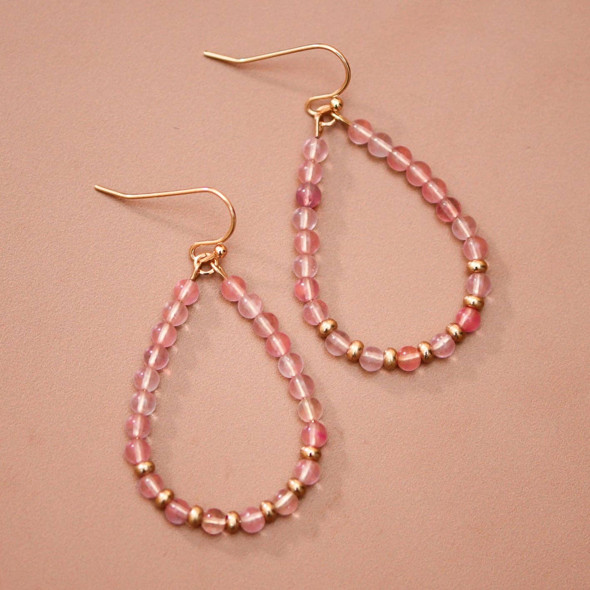 Natural Stone Beaded Teardrop Wire Earrings - 7286: S0OX3T7286