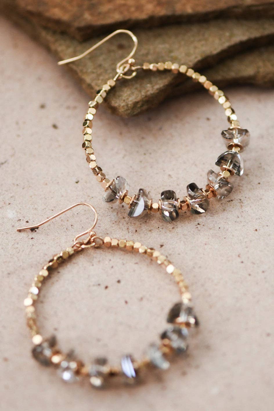 Glass Crystal Beaded Drop Earrings - 6753: S0OX3T6753 Gray