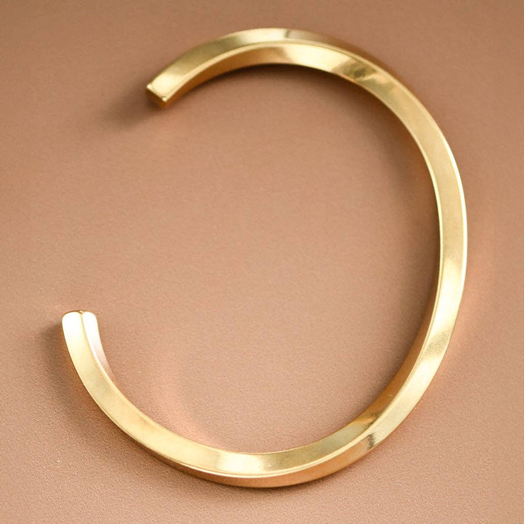 18K Gold PVD Plated Waterproof Stainless Steel Cuff - 7205: S0OX3T7205 Gold