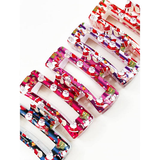 Christmas Design Cut out Rectangle Hair Claw: MIX COLOR / ONE(12)