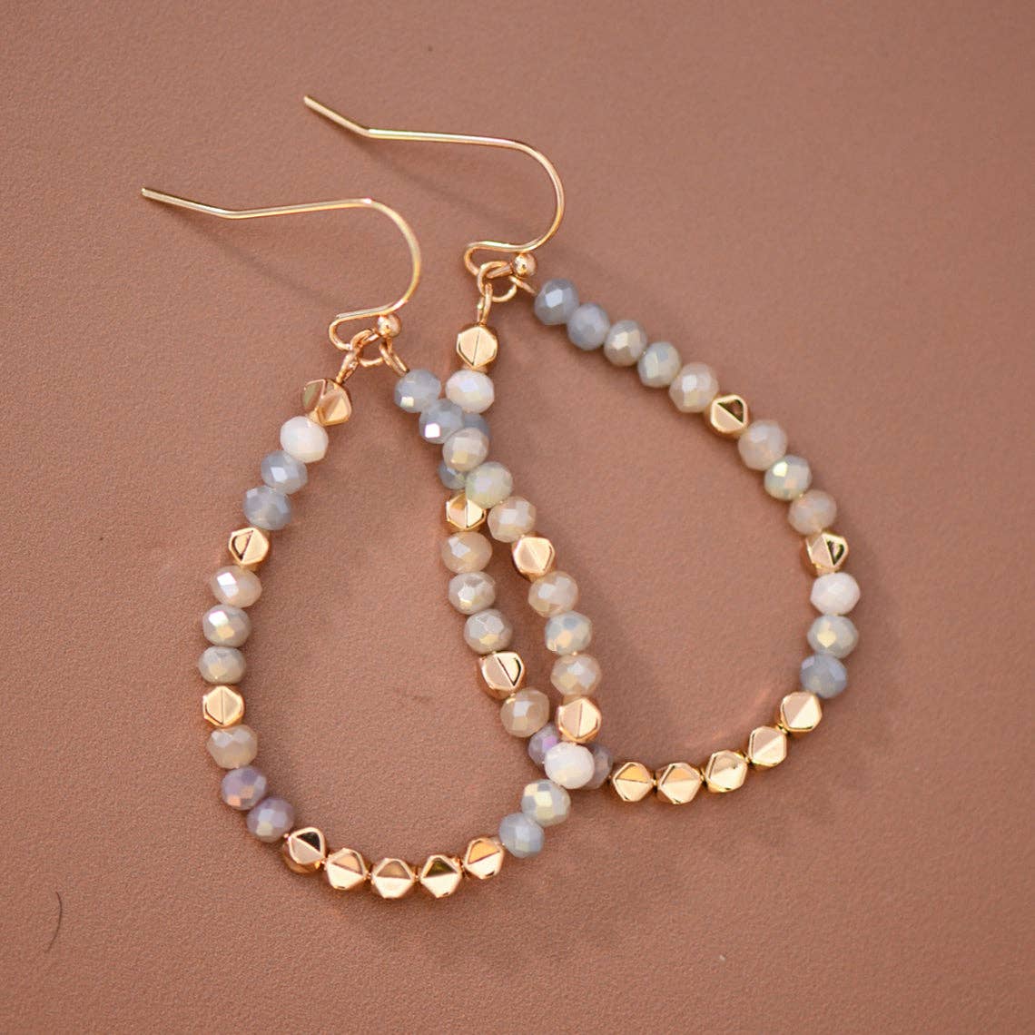 Soft Pastel Glass Crystal Beaded Teardrop Earrings – 8105: S0OX3T8105
