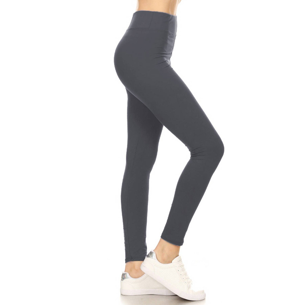 3" Yoga Band Buttery Soft Solid Leggings (S-XL): CHARCOAL