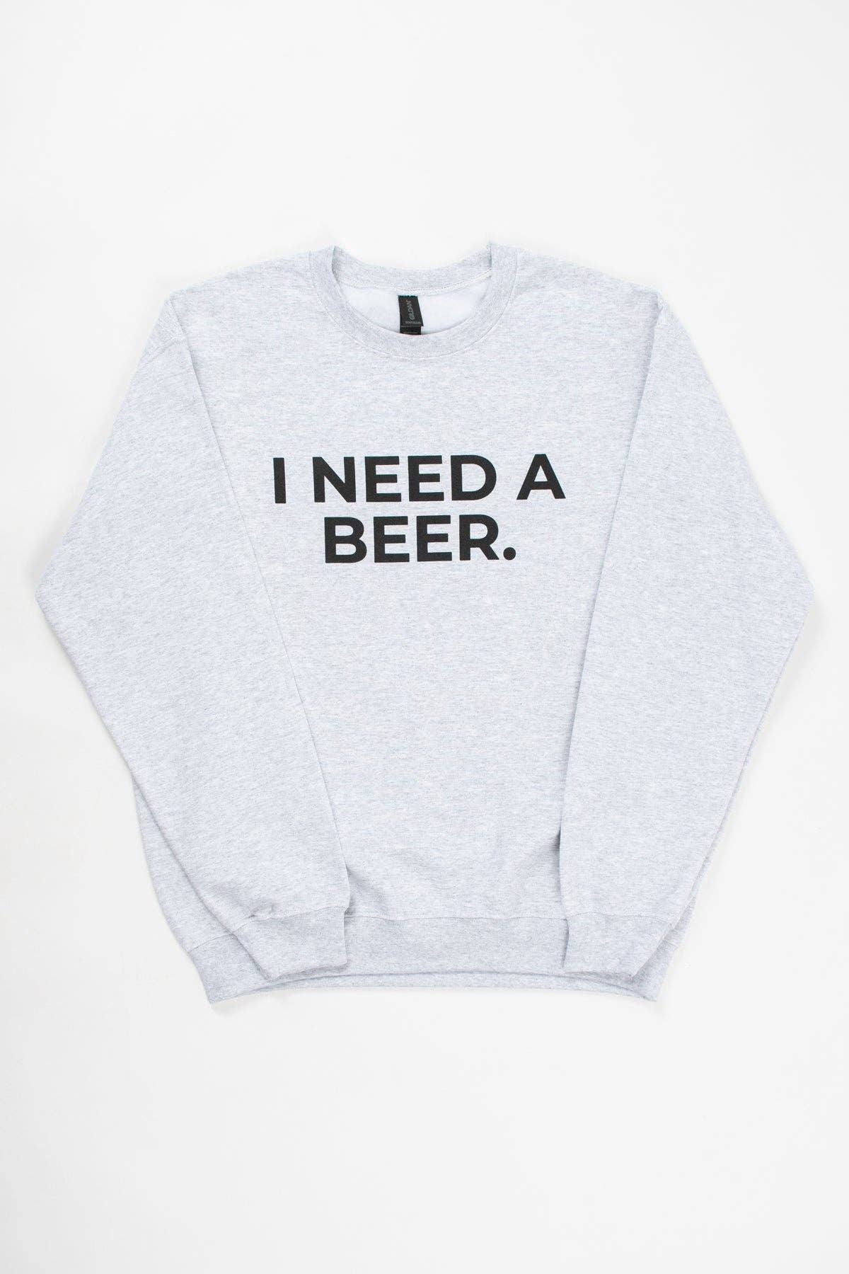 Western 'I Need A Beer.' Ash Graphic Crewneck