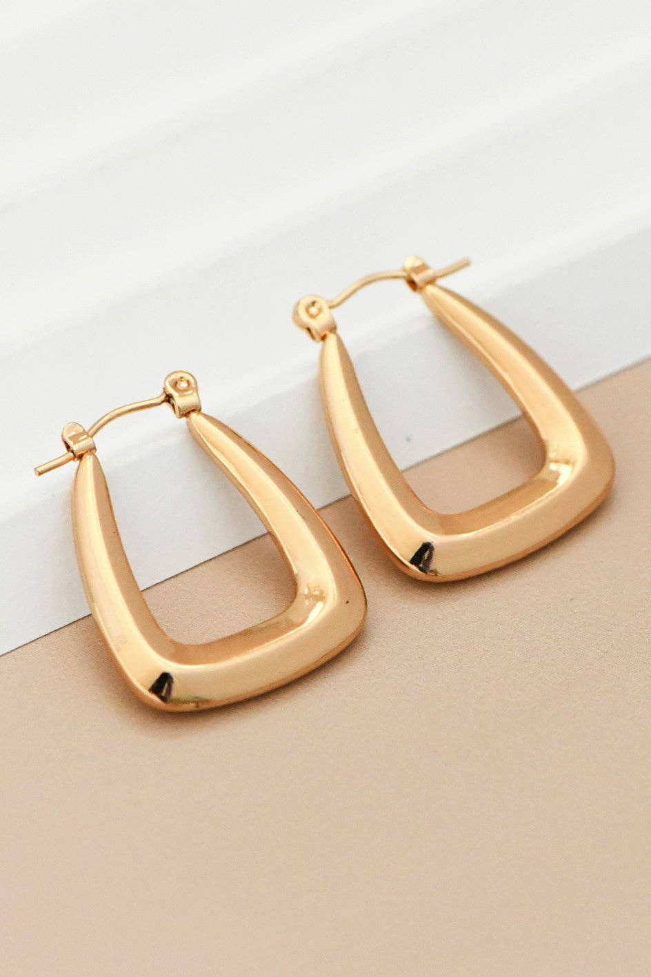 18K Gold Plated Waterproof Stainless Steel Hoop Earrings - 7104: S0OX3T7104