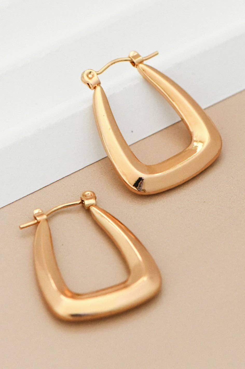 18K Gold Plated Waterproof Stainless Steel Hoop Earrings - 7104: S0OX3T7104