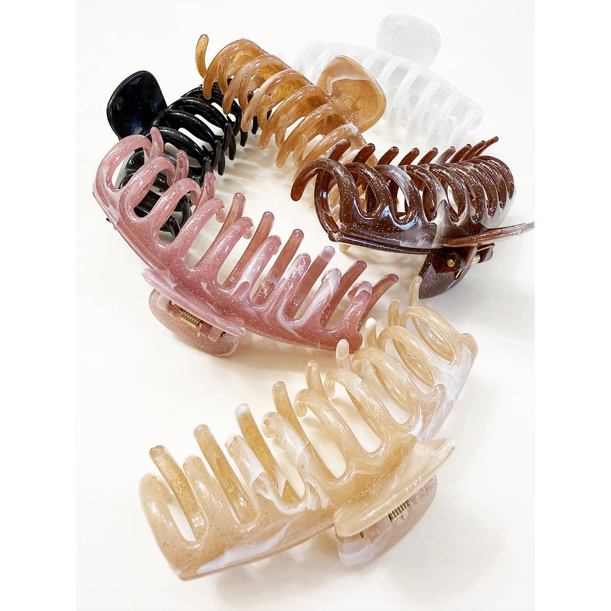 Marbled Round Comb Hair Claw Clips: MIX COLOR / ONE(12)