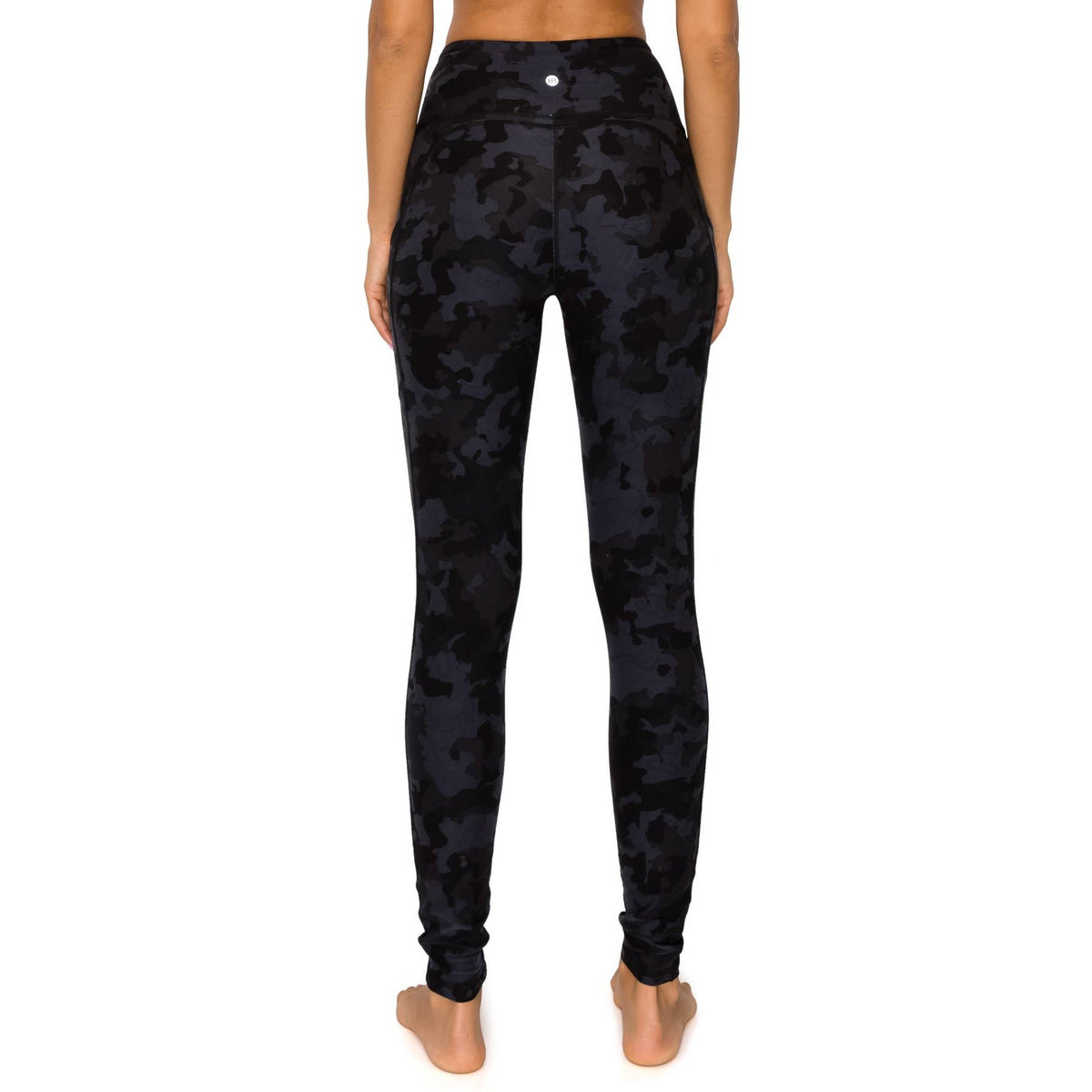Premium High Waist Solid Activewear Leggings: BLACK CAMO