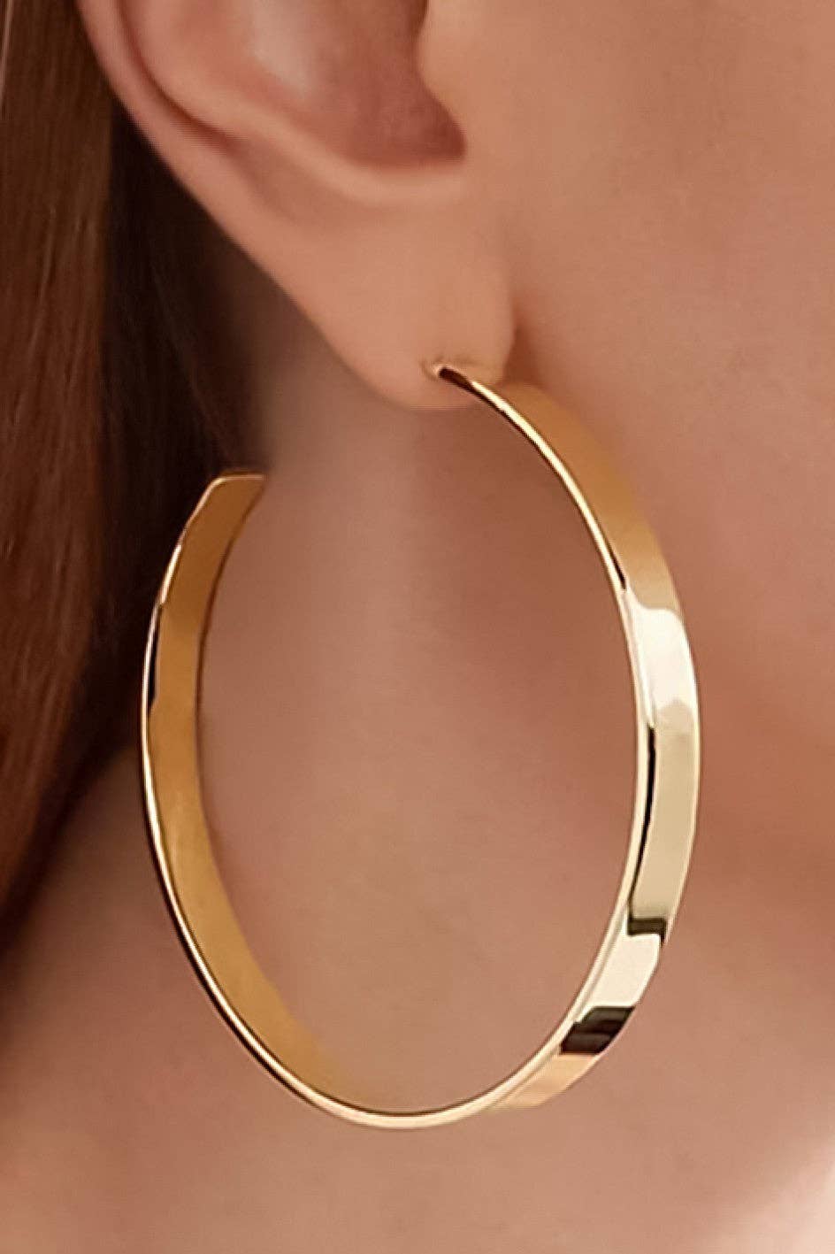 18K Gold PVD Plated Waterproof Stainless Steel Hoop Earrings - 7197: S0OX3T7197