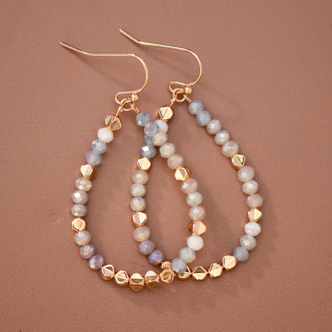 Soft Pastel Glass Crystal Beaded Teardrop Earrings – 8105: S0OX3T8105