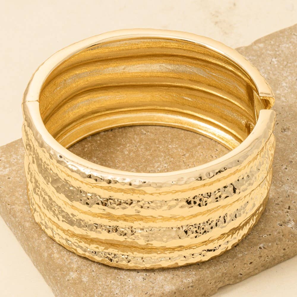 Hammered Wide Bangle Bracelet: G