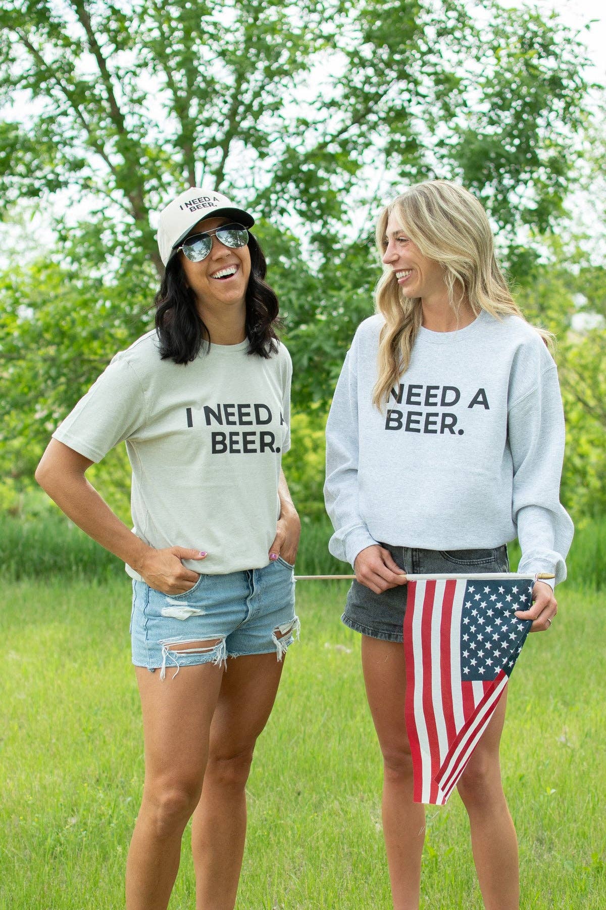 Western 'I Need A Beer.' Ash Graphic Crewneck