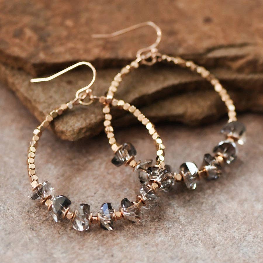 Glass Crystal Beaded Drop Earrings - 6753: S0OX3T6753 Gray