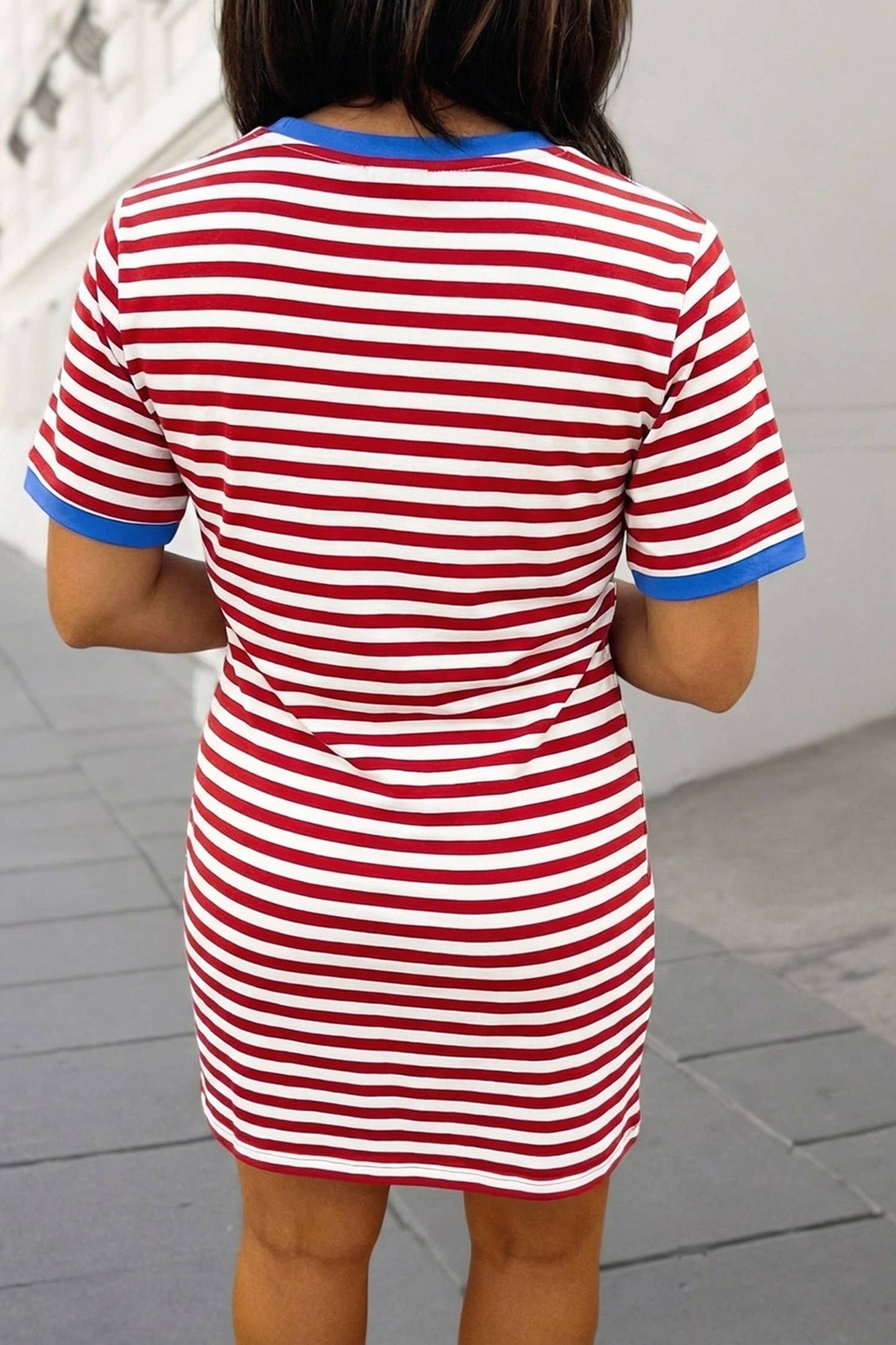 Striped Print Tie Waist T Shirt Mini Dress