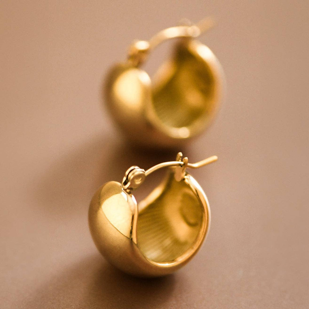 18K Gold Plated Waterproof Stainless Steel Hoop Earrings - 7463: S0OX3T7463