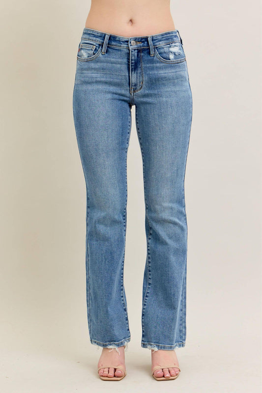 Judy Blue Mid Rise Vintage Wash Bootcut, Inseam 32 inseam