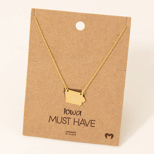 Iowa State Pendant Necklace: G