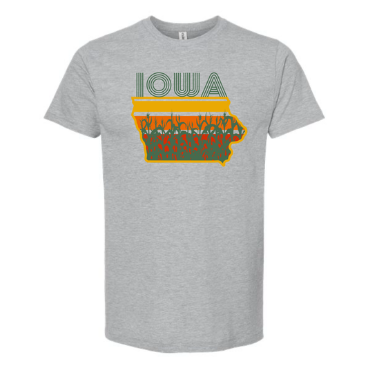 IOWA RETRO  / UNISEX T-SHIRT Multi Color Print : Athletic Heather / XL