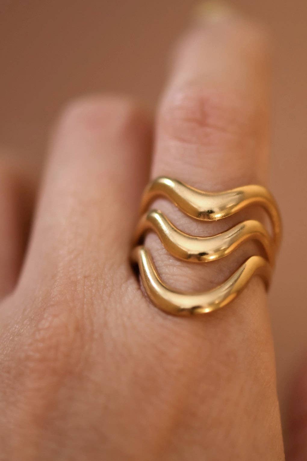 18K Gold Plated Waterproof Stainless Steel Ring - 7855: S0OX3T7855