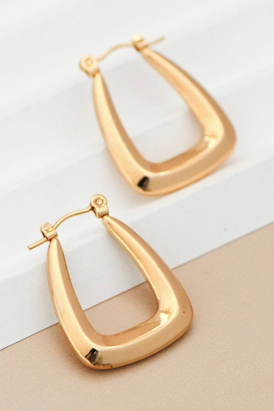 18K Gold Plated Waterproof Stainless Steel Hoop Earrings - 7104: S0OX3T7104