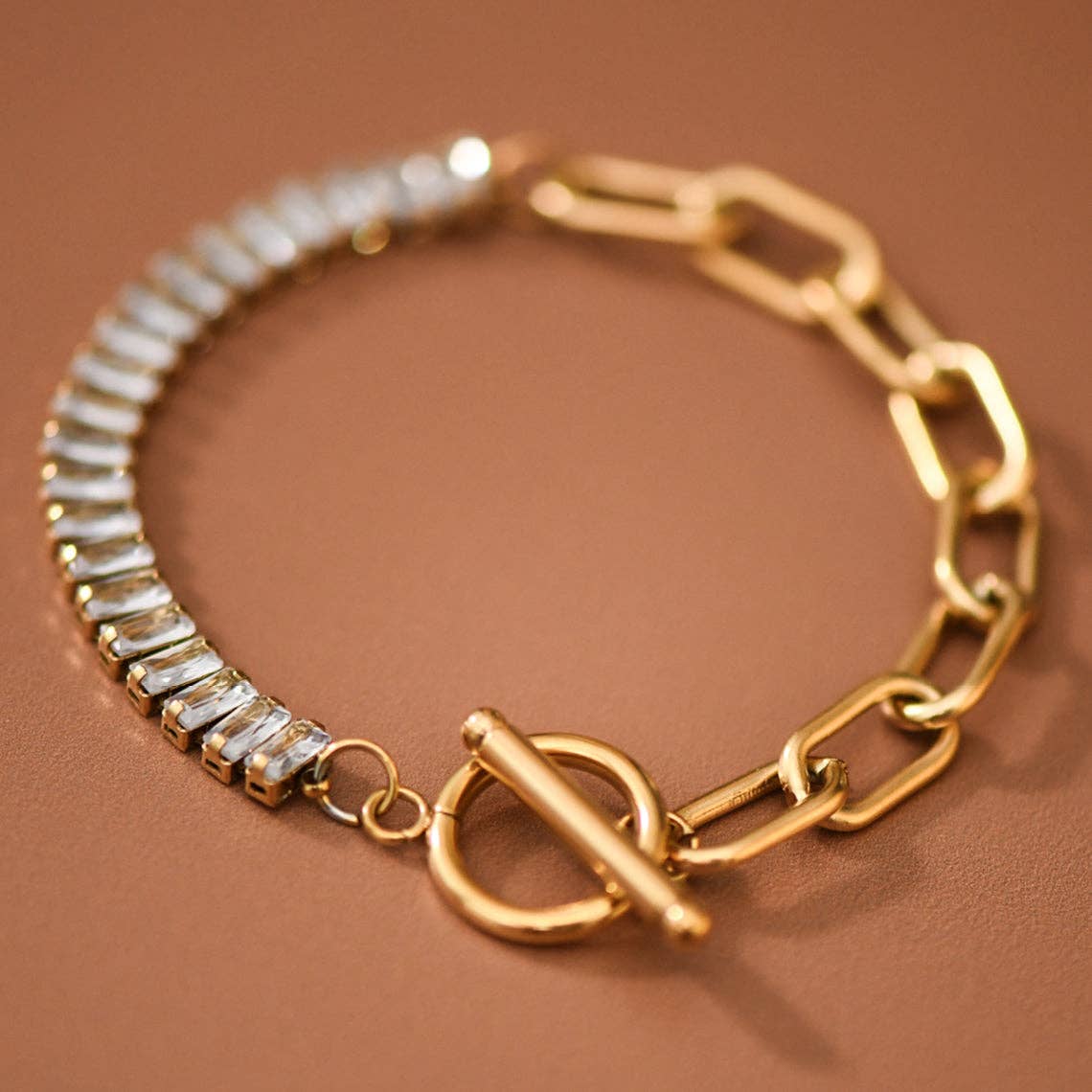 18K Gold PVD Plated Stainless Steel Toggle Chain Bracelet – 8019: S0OX3T8019