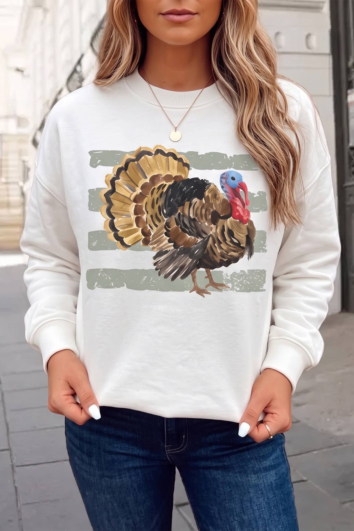 Thanksgiving Turkey Crewneck Graphic Sweatshirt