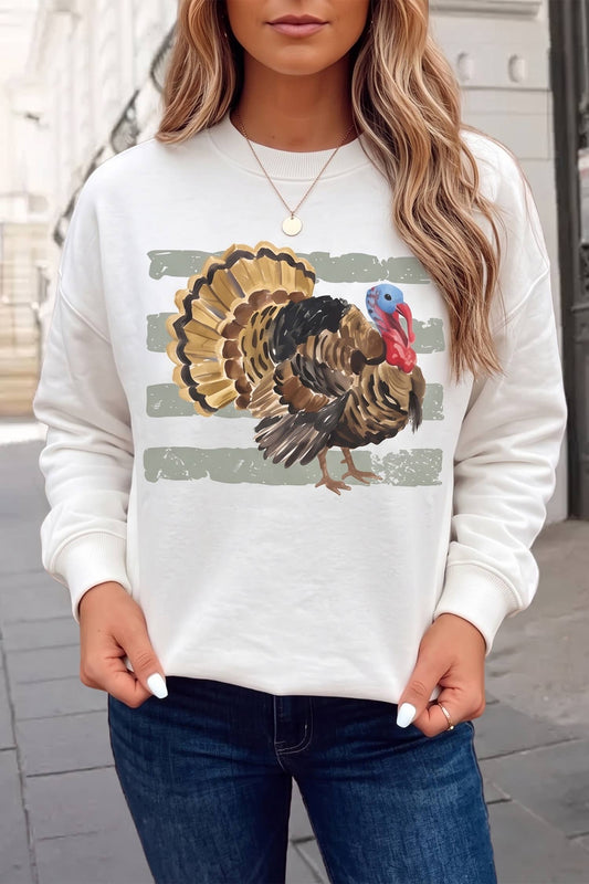 Thanksgiving Turkey Crewneck Graphic Sweatshirt