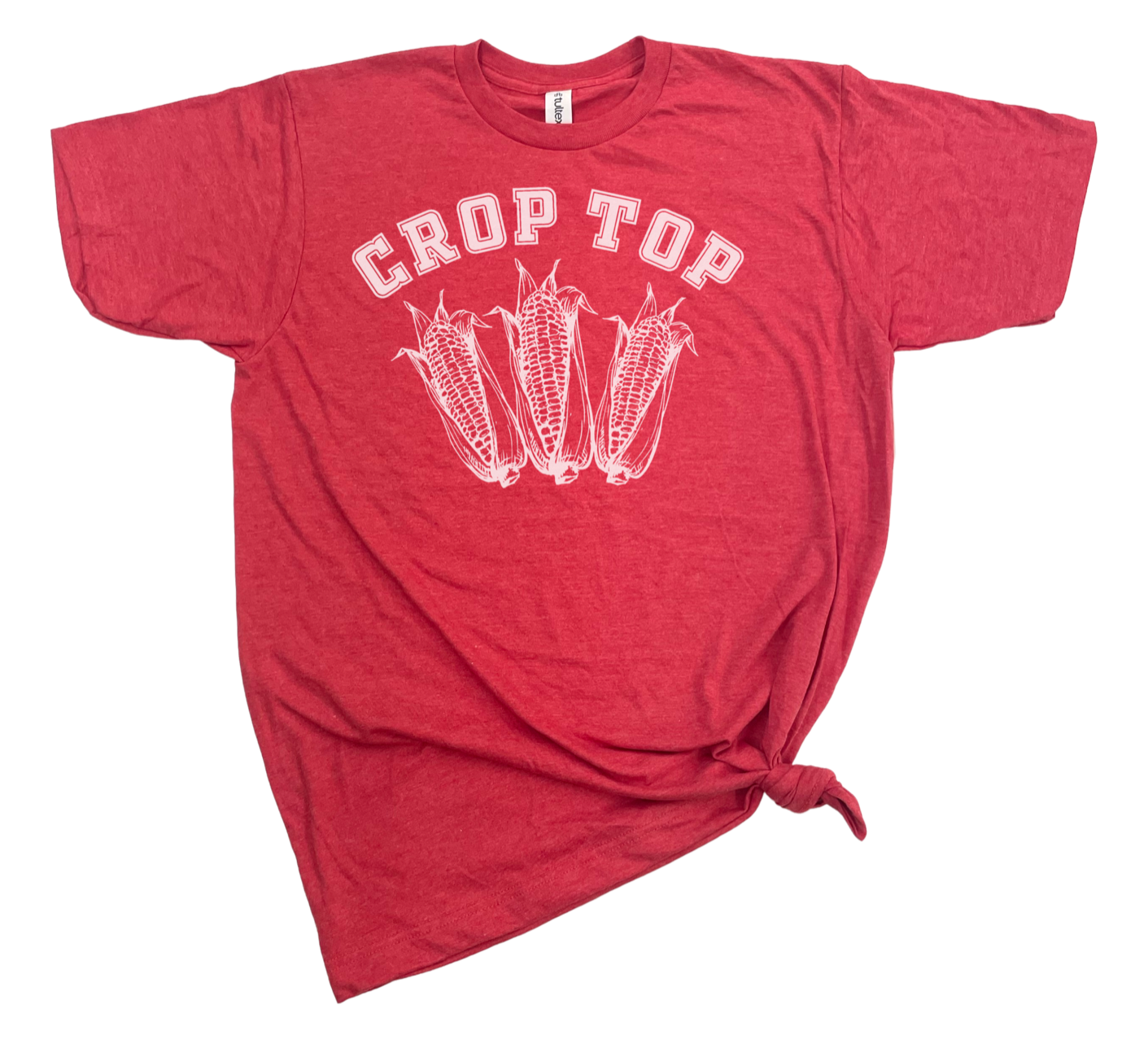 CROP TOP T-SHIRT: Heather Navy wht ink