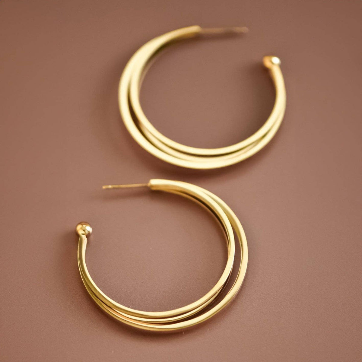18K Gold PVD Plated Waterproof Stainless Steel Hoop Earrings - 7132: S0OX3T7132