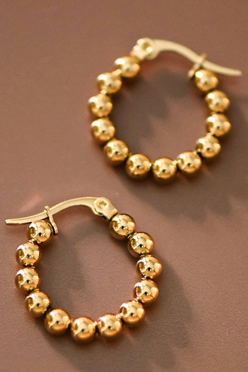 18K Gold Plated Waterproof Stainless Steel Hoop Earrings - 7538: S0OX3T7538