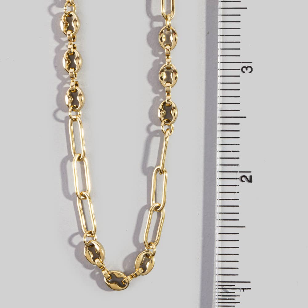 Gold Dipped Paperclip Mariner Chain Necklace: SGD