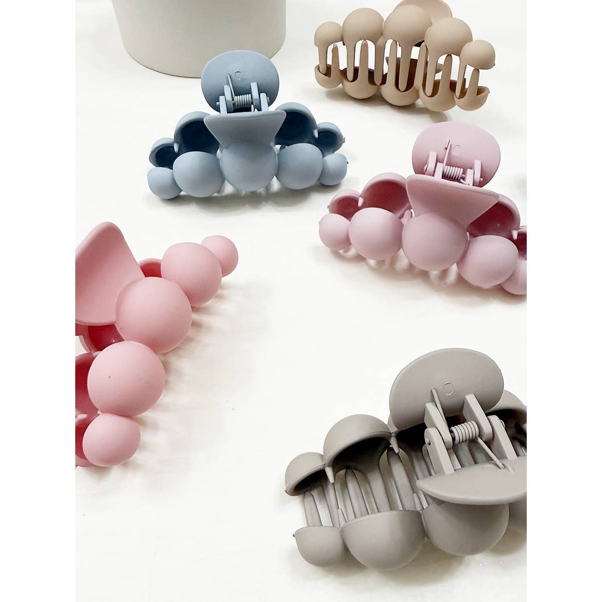Powdery Soft Matt Bubble Pearl Hair Claw Clips: MIX COLOR / ONE(12)