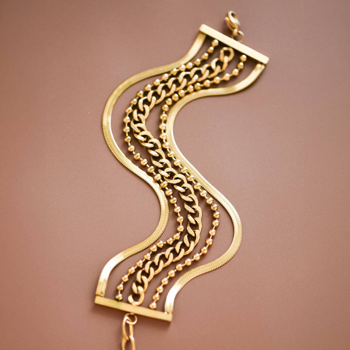 18K Gold Plated Waterproof Stainless Steel Chain Bracelet - 7073: S0OX3T7073