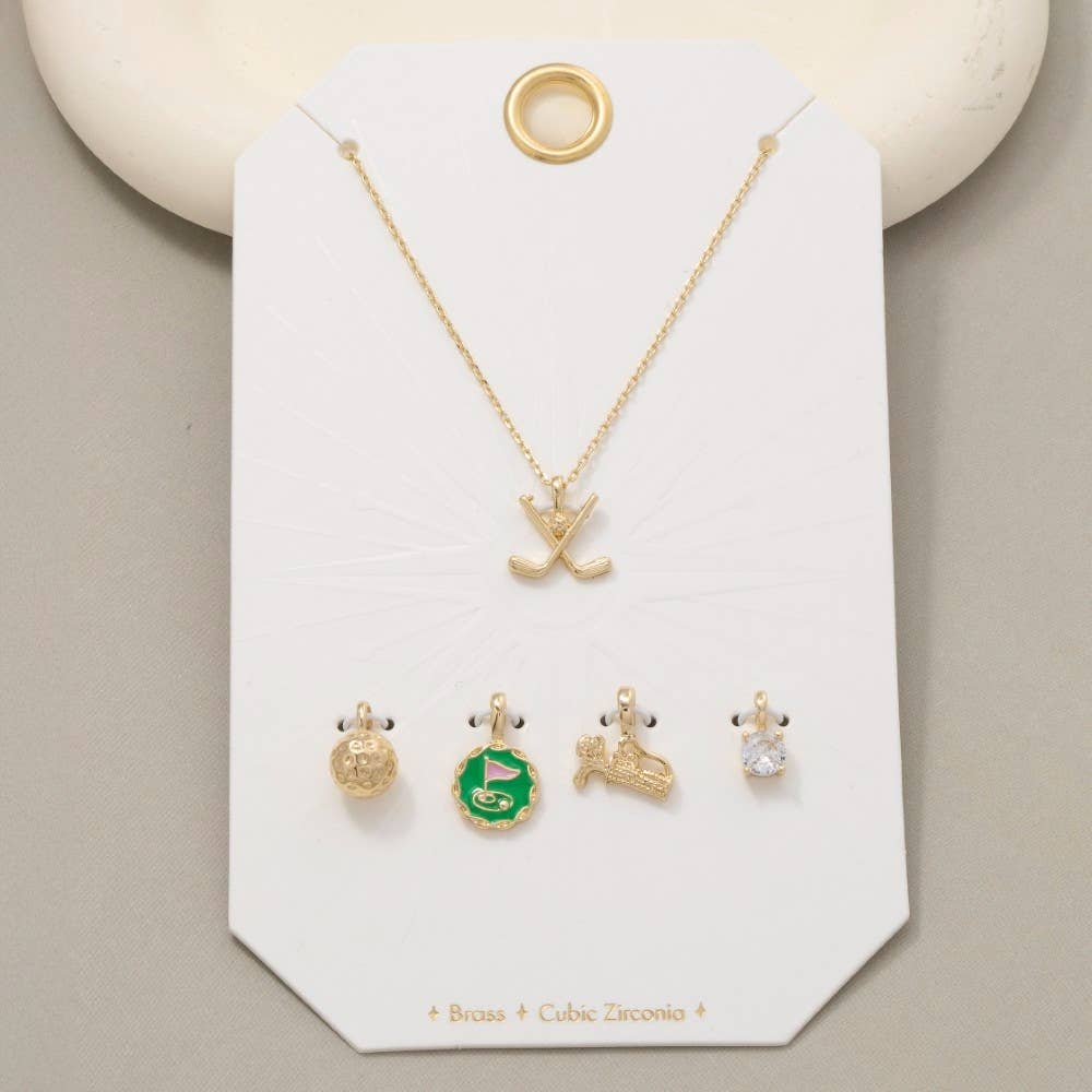 Assorted Five Piece Golf Charms Necklace: S