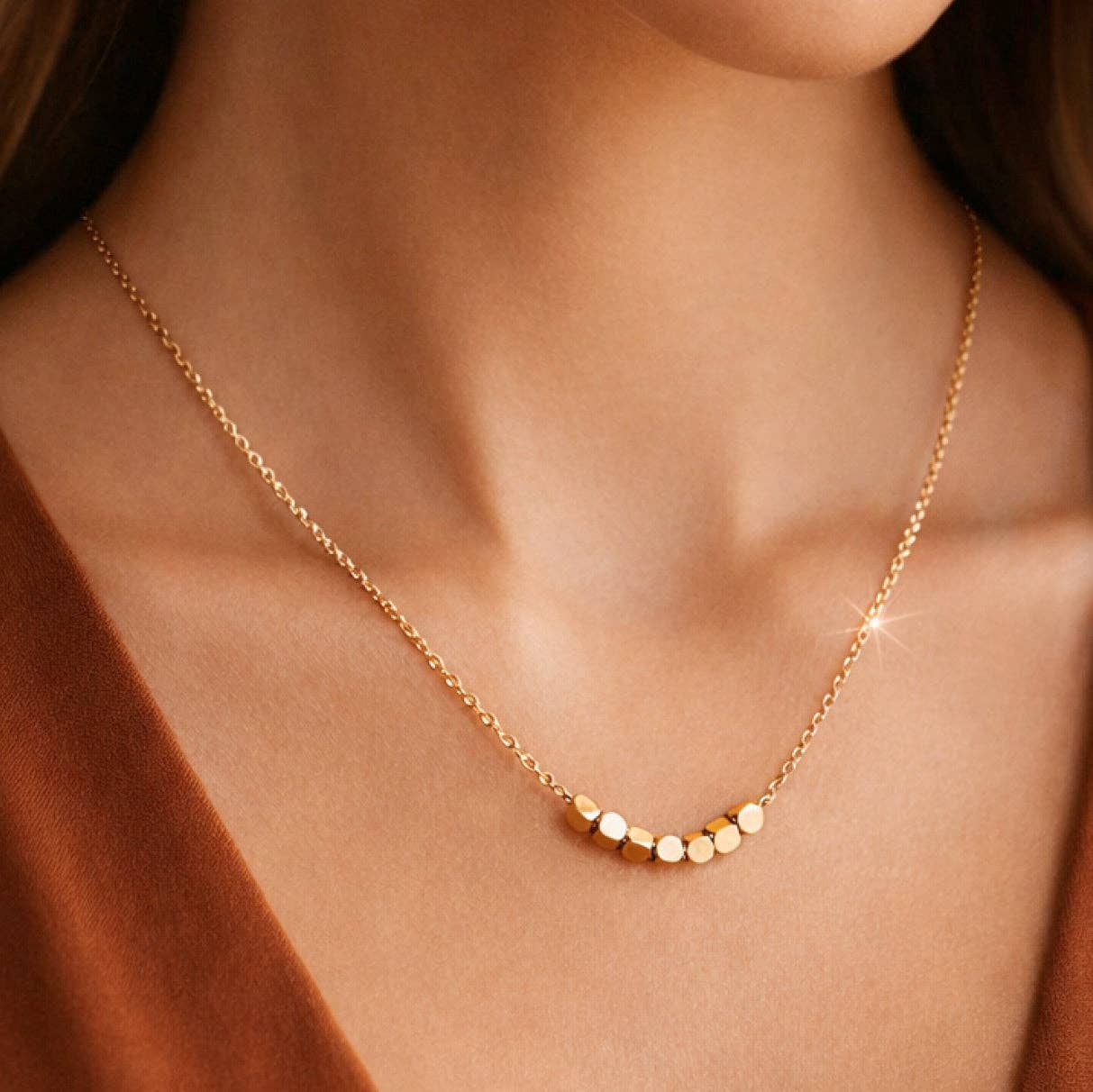 18K Gold Plated Waterproof Stainless Steel Chain Necklace - 6998: S0OX3T6998
