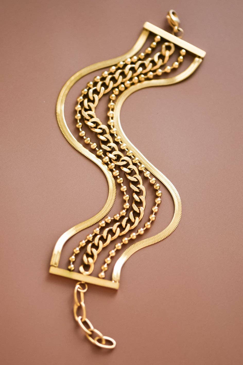 18K Gold Plated Waterproof Stainless Steel Chain Bracelet - 7073: S0OX3T7073