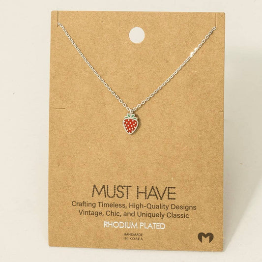 Epoxy Strawberry Pendant Necklace