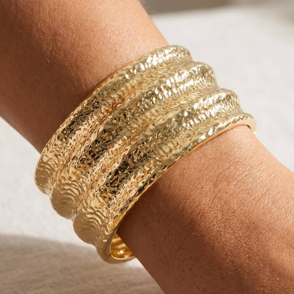 Hammered Wide Bangle Bracelet: G