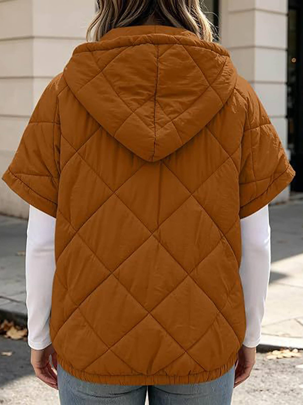 Diamond Quilted Hooded Puffer Vest for Women Fall Winter: Black