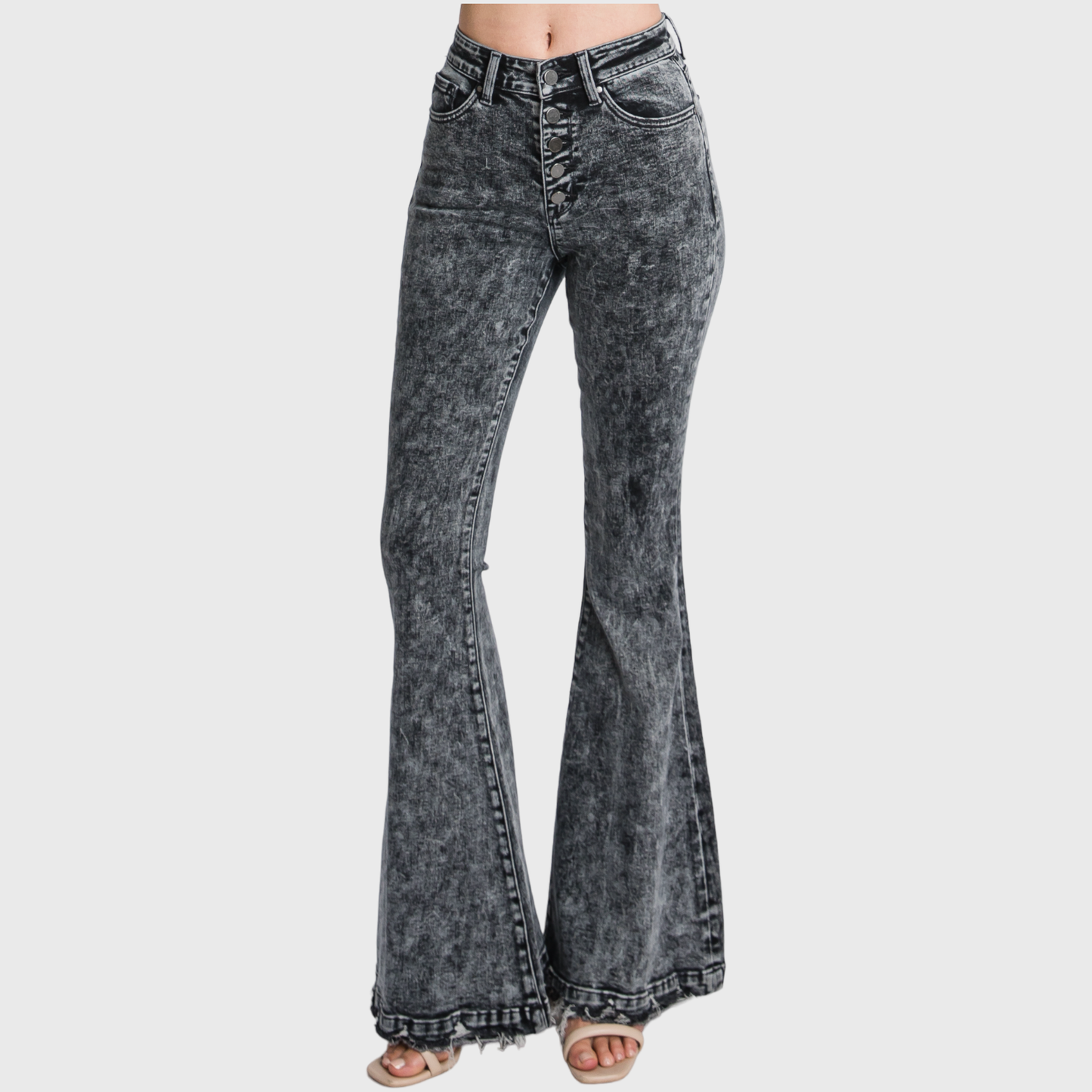 BUTTON UP SUPER HIGH RISE STRETCH EXTREME FLARE