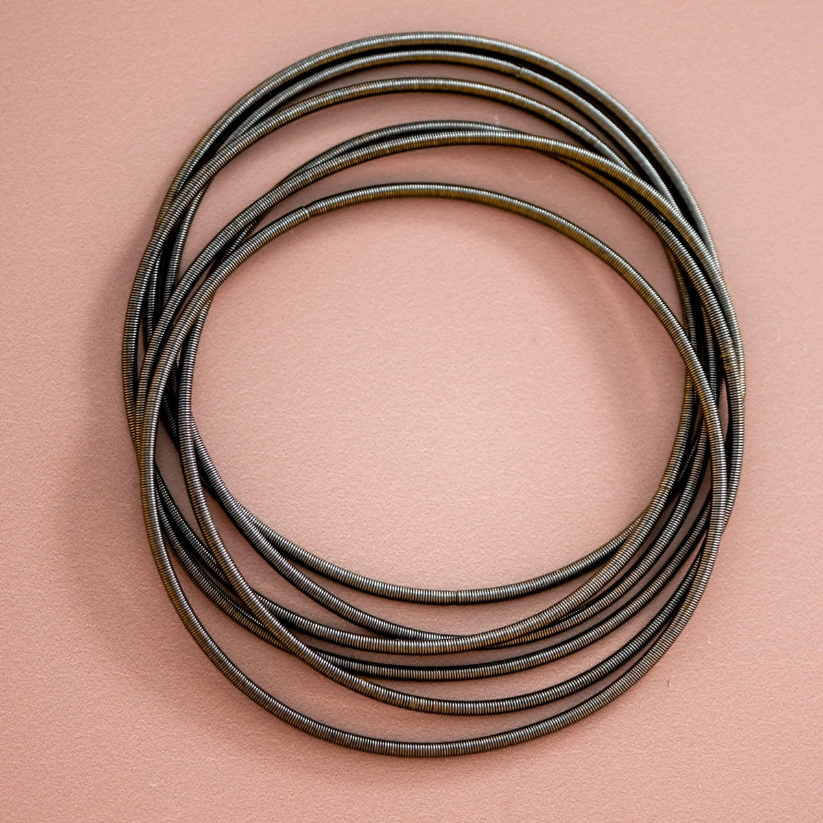 Stretchy Layered Guitar String Bracelet Set - 6015 6016 6018: S0OX3T6015 Silver