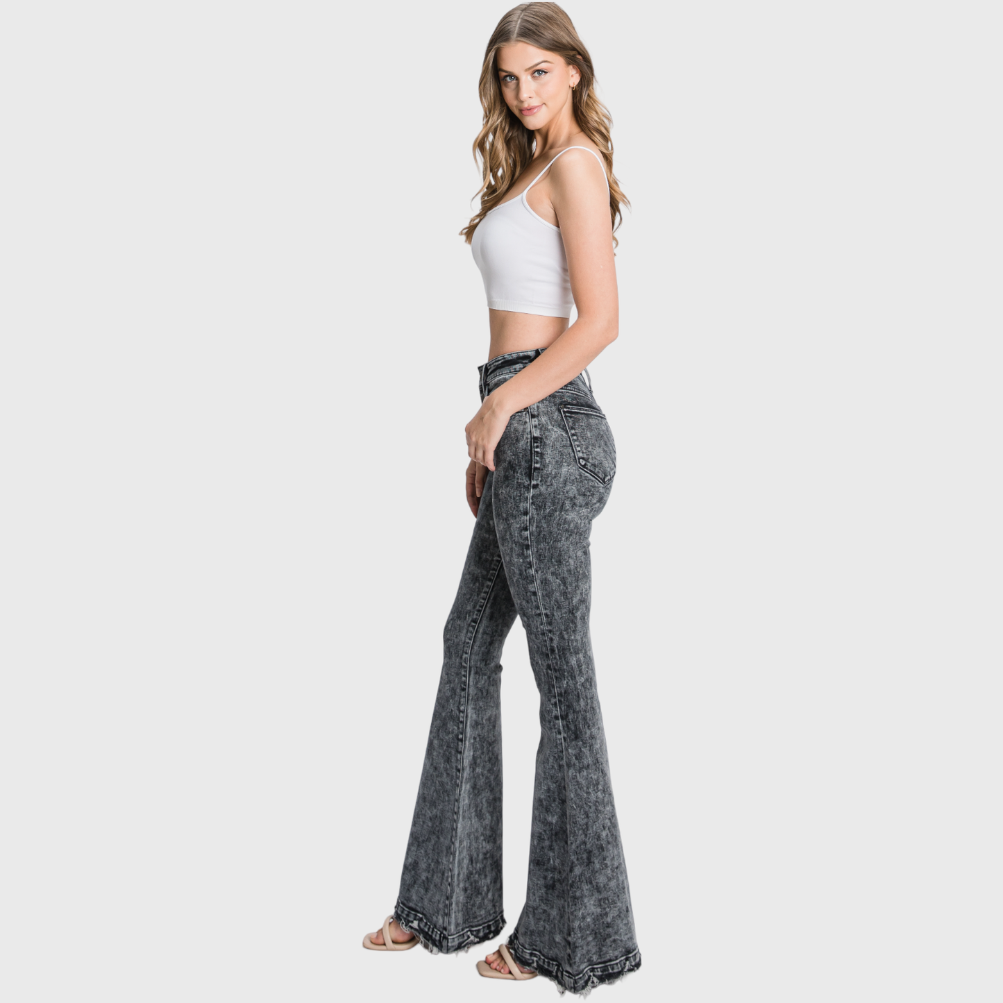 BUTTON UP SUPER HIGH RISE STRETCH EXTREME FLARE