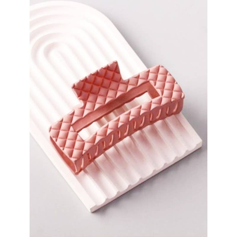 Matte Embossed Cut Out Rectangle Hair Clips: MIX COLOR / ONE(12)